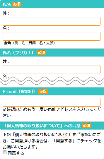 個人情報入力画面例