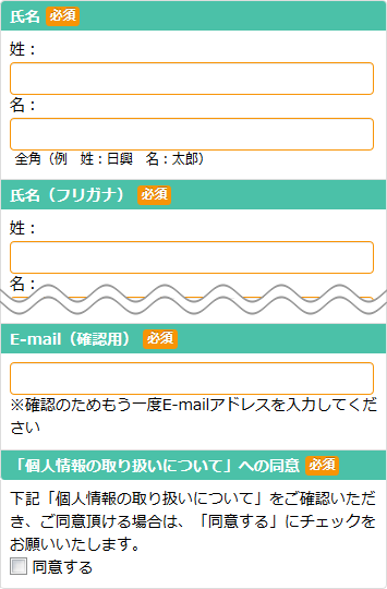 個人情報入力画面例