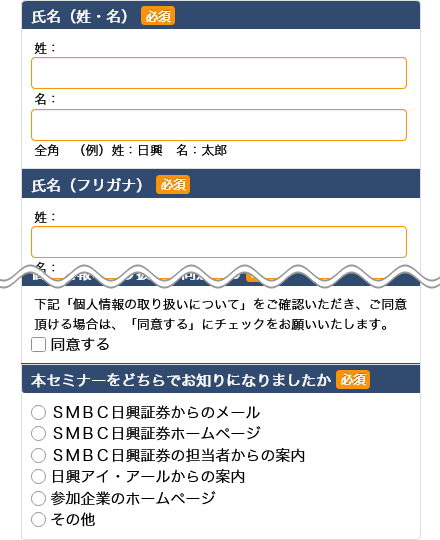 個人情報入力画面例