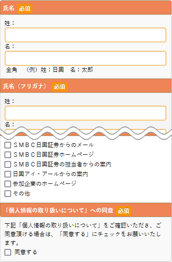 個人情報入力画面例
